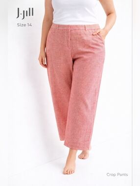 J.Jill Women’s Red Houndstooth Crop Pants Mid Rise Casual Chic Size 12